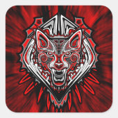 Wolf Haida Tribale Totem Ontwerp Vierkante Sticker (Voorkant)