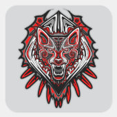 Wolf Haida Tribale Totem Ontwerp Vierkante Sticker (Voorkant)