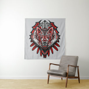 Wolf Haida Tribale Totem Ontwerp Wandkleed