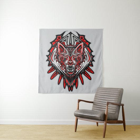 Wolf Haida Tribale Totem Ontwerp Wandkleed (In situ)