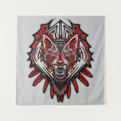 Wolf Haida Tribale Totem Ontwerp Wandkleed (Voorkant)