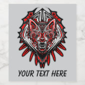 Wolf Haida Tribale Totem Ontwerp Wijn Etiket (Enkel label)