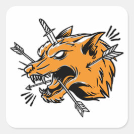 Wolf hand tekening illustratie T-Shirt Trucker Hat Vierkante Sticker