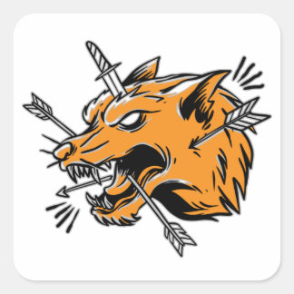 Wolf hand tekening illustratie T-Shirt Trucker Hat Vierkante Sticker