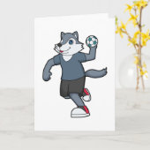 Wolf Handbal speler Handbal Kaart (Gele Bloem)