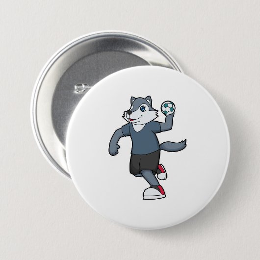 Wolf Handball speler Handball Ronde Button 7,6 Cm (Voorkant /achterkant)