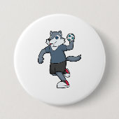 Wolf Handball speler Handball Ronde Button 7,6 Cm (Voorkant)