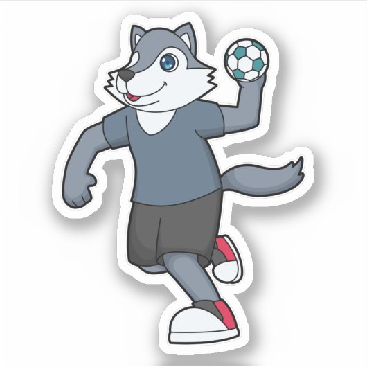 Wolf Handball speler Handball Sticker (Voorkant)