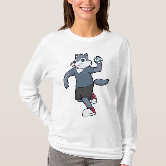 Wolf Handball speler Handball T-shirt (Voorkant)