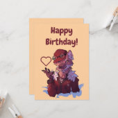 Wolf happy birthday kaart (Voorkant / Achterkant in situ)