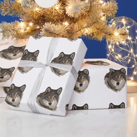 Wolf Head Animal Grey Wild Wolf Cadeaupapier (Feestdagen)