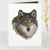 Wolf Head Animal Grey Wild Wolf Kaart (Gele Bloem)