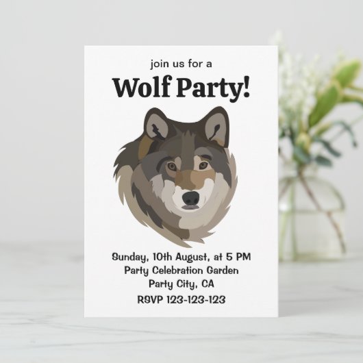 Wolf Head Animal Grey Wild Wolf Kaart (Staand voorkant)