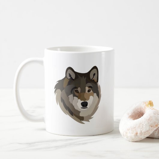 Wolf Head Animal Grey Wild Wolf Koffiemok (Met donut)