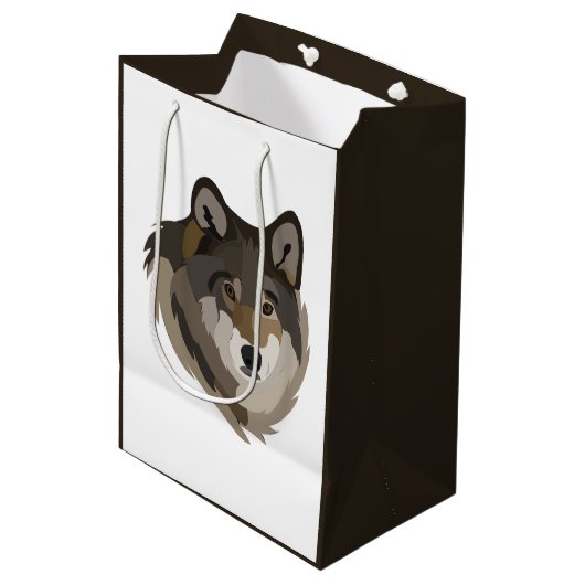 Wolf Head Animal Grey Wild Wolf Medium Cadeauzakje (Voorkant Gekanteld)