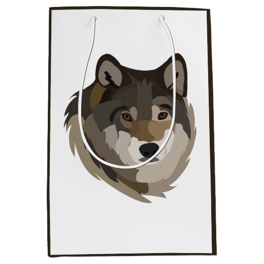 Wolf Head Animal Grey Wild Wolf Medium Cadeauzakje (Voorkant)