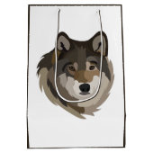 Wolf Head Animal Grey Wild Wolf Medium Cadeauzakje (Achterkant)