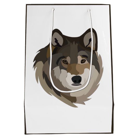 Wolf Head Animal Grey Wild Wolf Medium Cadeauzakje (Achterkant)