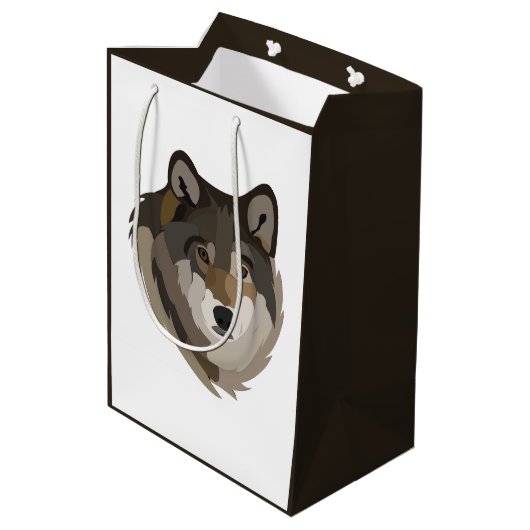 Wolf Head Animal Grey Wild Wolf Medium Cadeauzakje (Achterkant Gekanteld)
