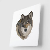 Wolf Head Animal Grey Wild Wolf Vierkante Klok (Hoek)