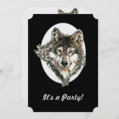Wolf Head Animal Verjaardag Custom Invite Kaart (Voorkant / Achterkant)
