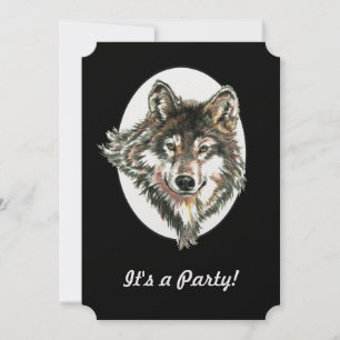 Wolf Head Animal Verjaardag Custom Invite Kaart