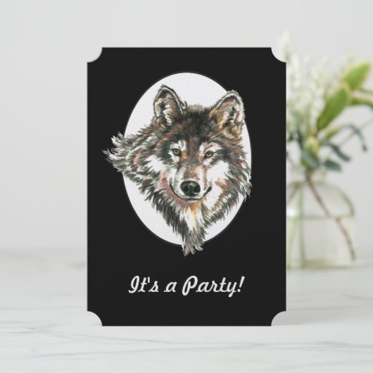 Wolf Head Animal Verjaardag Custom Invite Kaart (Staand voorkant)