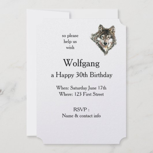 Wolf Head Animal Verjaardag Custom Invite Kaart (Achterkant)