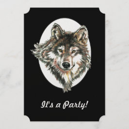 Wolf Head Animal Verjaardag Custom Invite Kaart