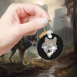 Wolf Head Art Sleutelhanger<br><div class="desc">Dit ontwerp werd gecreeerd door digitale kunst. Het kan worden gepersonaliseerd door de aanpassingsknoop te klikken en de kleur te veranderen, een naam, initialen of uw favoriete woorden toe te voegen. Neem contact met me op colorflowcreations@gmail.com als je dit ontwerp op een ander product wilt gebruiken. Koop mijn oorspronkelijke abstracte...</div>