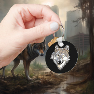 Wolf Head Art Sleutelhanger