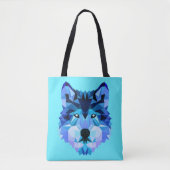 Wolf Head Blue Low Poly Art Tote Bag (Voorkant)