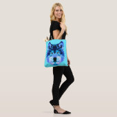 Wolf Head Blue Low Poly Art Tote Bag (Op model)