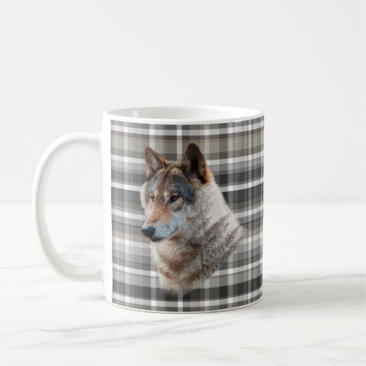 Wolf Head Cabin Mountain Gray Pset Rustic Koffiemok (Links)