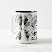Wolf Head Coffee Cup | Mok grijze Wolf-tekening (Voorkant links)