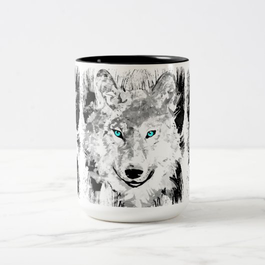 Wolf Head Coffee Cup | Mok grijze Wolf-tekening (Center)