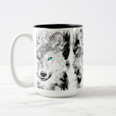 Wolf Head Coffee Cup | Mok grijze Wolf-tekening (Links)