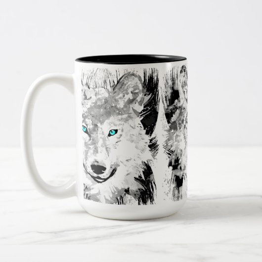 Wolf Head Coffee Cup | Mok grijze Wolf-tekening (Links)