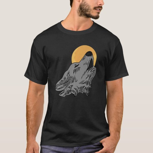 Wolf head design art predator face imprint met wi t-shirt (Voorkant)
