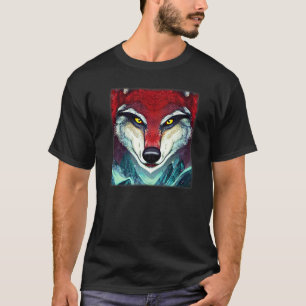Wolf head design art predator face imprint met wi t-shirt