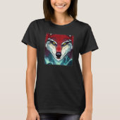 Wolf head design art predator face imprint met wi t-shirt (Voorkant)
