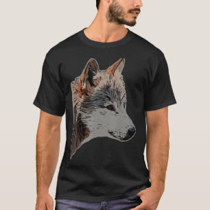 Wolf head design art predator face imprint met wi t-shirt