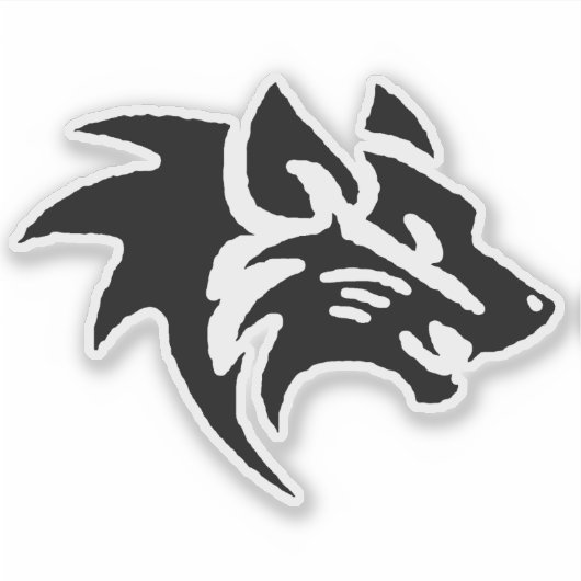 Wolf Head Digital Art - Hand Drawn - One-Of-A-Kind Sticker (Voorkant)