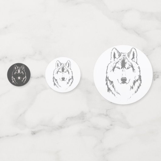 Wolf Head Face Charcoal Witte Confetti (Achterkanten)