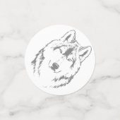 Wolf Head Face Charcoal Witte Confetti (Kleine voorkant)