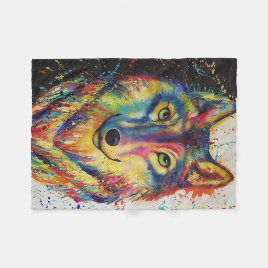 Wolf Head Fleece Blanket (Voorkant (Horizontaal))