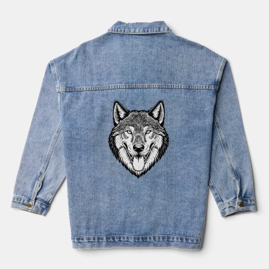 Wolf head from the front denim jacket (Achterkant)