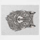 Wolf Head Gedetailleerde Abstracte illustratie Fleece Deken (Voorkant (Horizontaal))