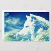 Wolf Head in Clouds Briefpapier (Voorkant / Achterkant)