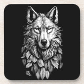 Wolf Head laat dier originele kunst tekenen Bier Onderzetter (Voorkant)